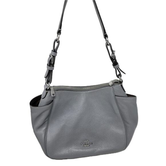 Coach C2853 Rori In Soft Granite Pebbled Leather Shoulder Bag Gray - Picture 1 of 10